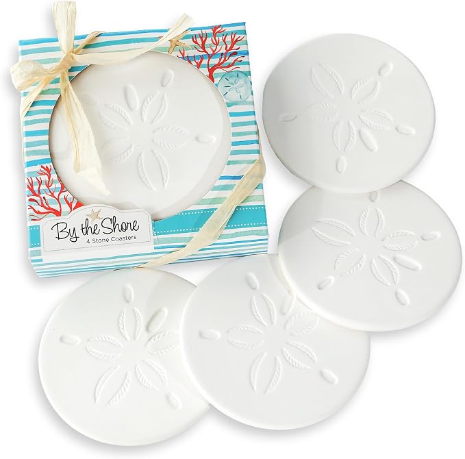 Kate Aspen Absorbent Sand Dollar Drink Coasters Set of 4– Coastal Decor by KateAspen