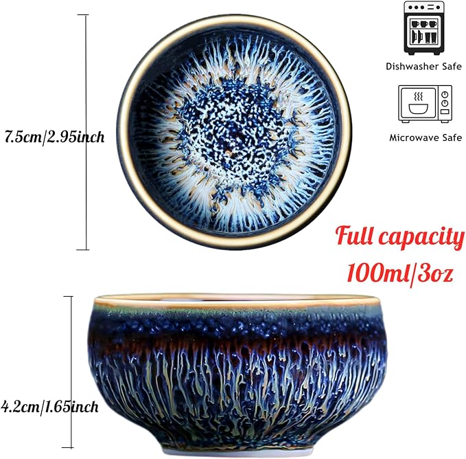 Tenmoku Ceramic Tea Cup, 3 oz Chinese Small Teacup - Image 7