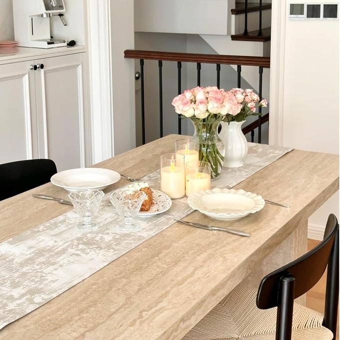 Table Runner Cashmere Texture for Home Decor 72 Inches Long Farmhouse Table - Image 3