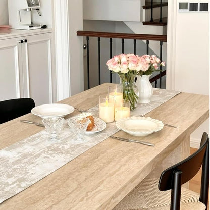 Beige Table Runner, Waterproof Thick Table Runners 48 Inches Long, Farmhouse - Image 3