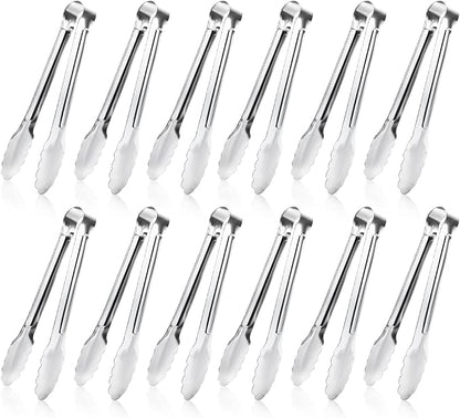 12 Pack Small Serving Tongs, XEVOM Stainless Steel Sugar Tongs Mini Appetizers by XEVOM