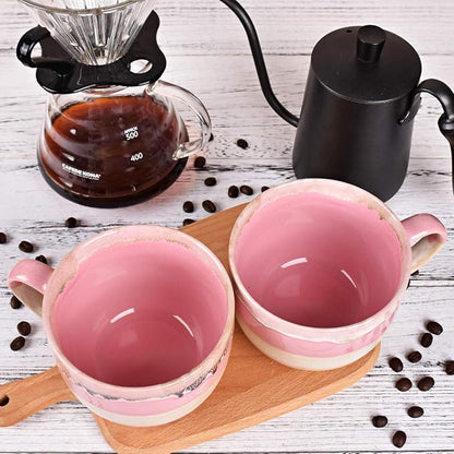 Bosmarlin Large Ceramic Coffee Mug Set of 2, Stoneware Jumbo Latte Mugs Tea - Image 6