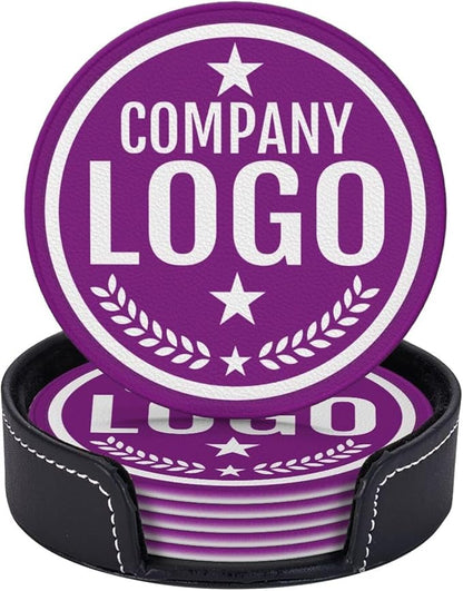 Custom Leather Coasters with Logo by Handmade