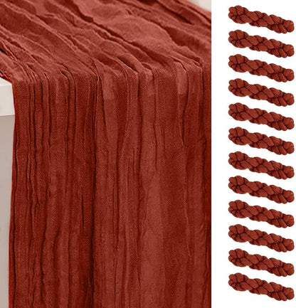 12 Pack Terracotta Christmas Cheesecloth Table Runner 35x120 Inch 10Ft Rustic by SuBleer