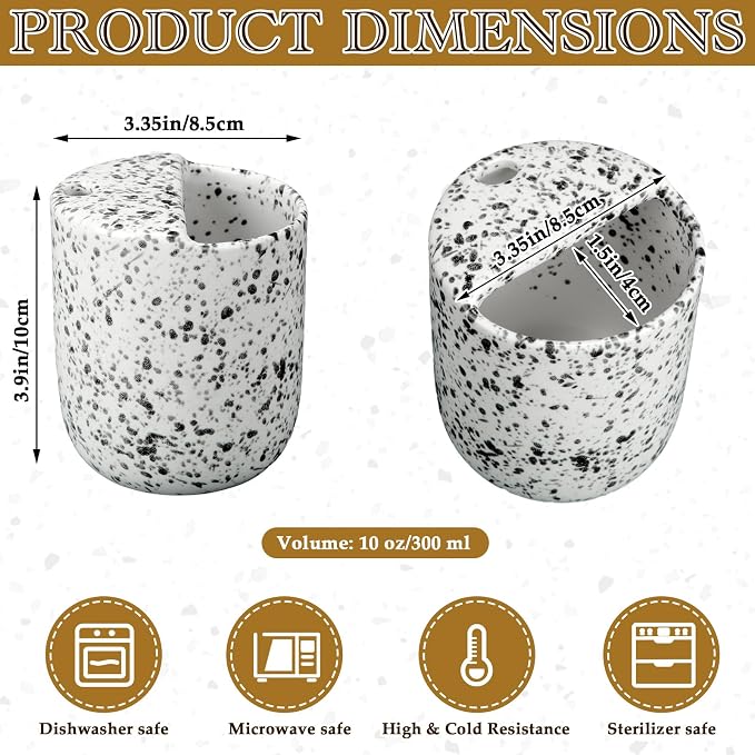 Ceramic Coffee Mug with Sip Hole 10 oz Speckled Pattern Coffee Cup Retro Hand - Image 2