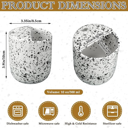 Ceramic Coffee Mug with Sip Hole 10 oz Speckled Pattern Coffee Cup Retro Hand - Image 2