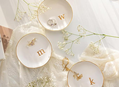 COLLECTIVE HOME - Ceramic Jewelry Tray, Decorative Trinket Dish for Rings Earrings Necklaces Bracelet Watch Keys, Birthday Mother's Day Christmas Gift for Women, 4.75", Glossy (c)