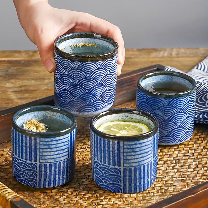 Japanese Tea Cups 6.42oz Ceramic Coffee Mug No Handle Set of 4 | Classic - Image 6