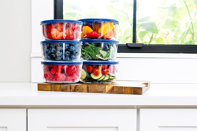 12-Piece Glass Food Storage Containers Set | 4-Cup, Leakproof | Microwave - Image 3