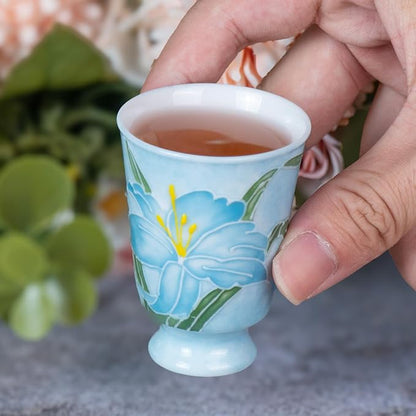 KAMMAK Ceramic Tea Cups Set of 2, 1.5 oz, Vintage Small Teacups, 734N | Hand - Image 4