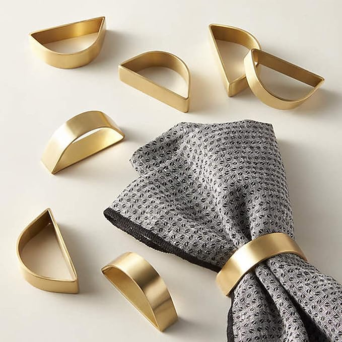 Cuff Brushed Gold Napkin Rings Set of 4, Modernist Napkin Ring Holder by wonlex