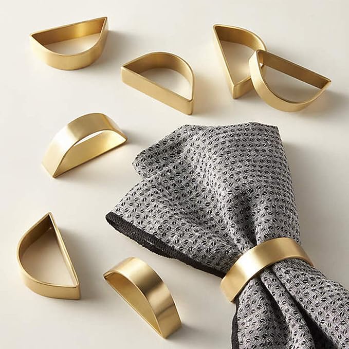 Cuff Brushed Gold Napkin Rings Set of 60, Modernist Napkin Ring Holder by wonlex