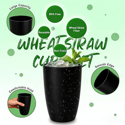 Wheat Straw Large Cup Set of 6, Unbreakable 20 OZ Tumbler, Alternative to - Image 2