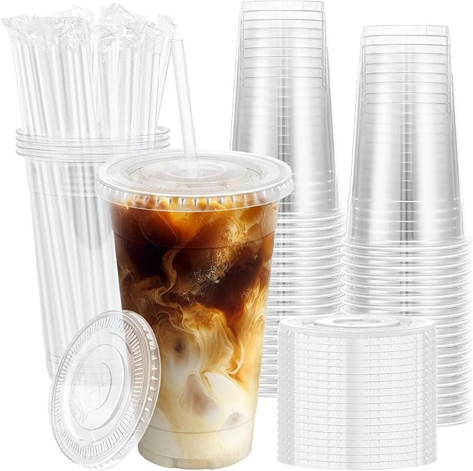 Lamosi 100 Pack 20 oz Plastic Coffee Cups by BuyNow