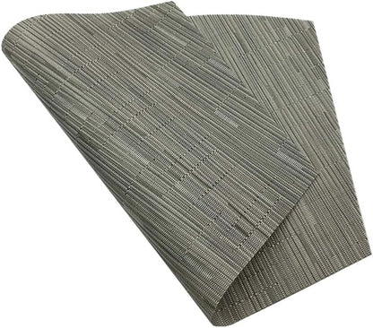 Red-A Woven Vinyl Placemats for Dining Table Durable Heat Resistant Washable Placemats for Round Table Wedge Shaped Placemats Set of 4,Silver Gray