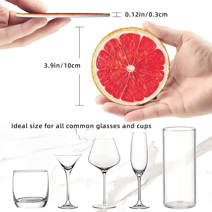 6 Pack Pink Grapefruit Slice Coaster - Image 4