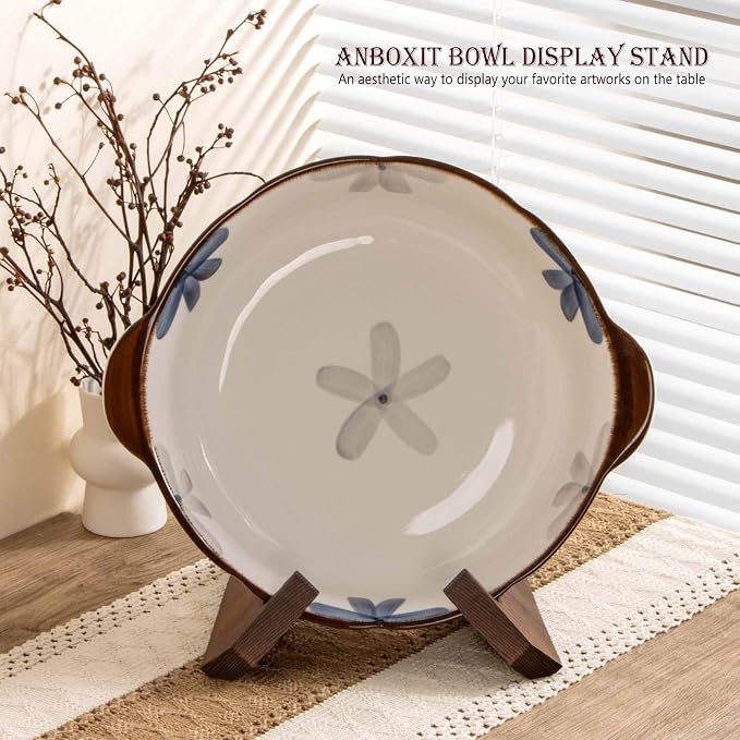 ANBOXIT Bowl Stands for Display, 6.5 Inch Plate Holder, Wooden Easel | Frame - Image 2