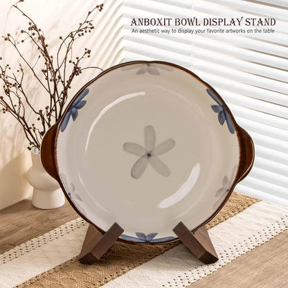 ANBOXIT Bowl Stands for Display, 6.5 Inch Plate Holder, Wooden Easel | Frame - Image 2