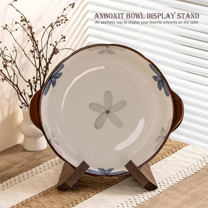 Bowl Stands for Display, 6.5 Inch Plate Holder, Wooden Easel Frame Holder, Display Stand for Large Deep Platters and Dishes, 6.5" H x 8.5" W x 7.8" D (For Bowls under 5" in Depth)