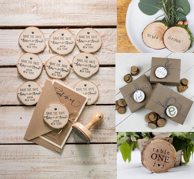 50Pcs Wood Slices for Crafts, 2.4"-2.8" Unfinished Wood Circles for Crafts - Image 8