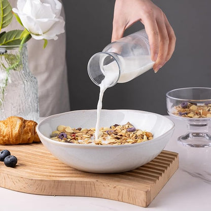 AmorArc Ceramic Cereal Bowls Set of 6, 24 oz Handmade Stoneware Bowls Set for Cereal Soup Salad, Stylish Kitchen bowls for Meal, Dishwasher & Microwave Safe, Reactive Color