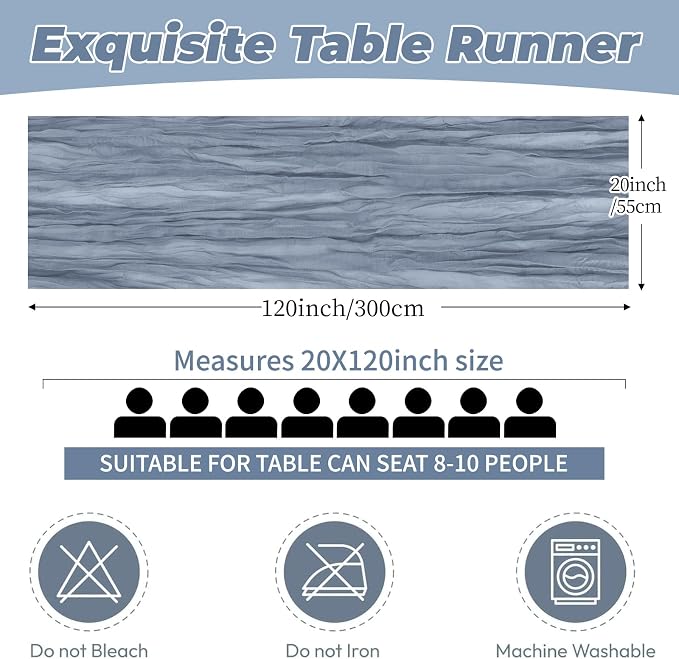 6 Pack Dusty Blue Cheesecloth Table Runner 20 x 120 Inch Gauze Table Runner - Image 2