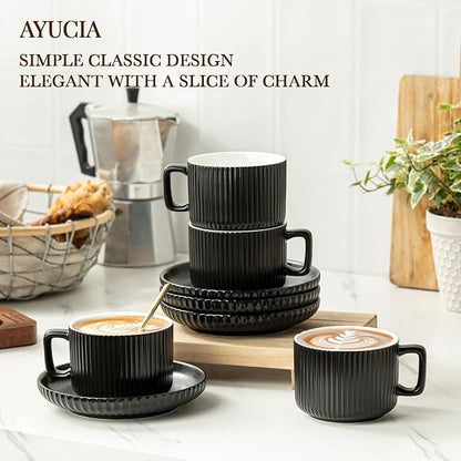 8 Ounce Cappuccino Cups Set of 4, Latte Mugs - Image 2