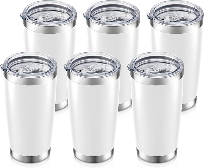 20oz Tumbler Bulk with Lid Stainless Steel Tumblers, 6 Pack | Leak Proof Lid by Unknown