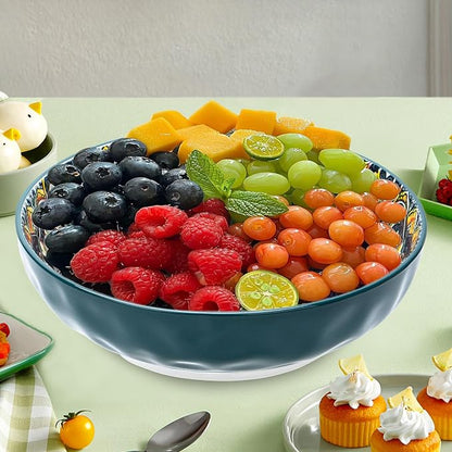 Large Serving Bowls, 75 Oz Fruit Salad Bowls, Bohemian Style Large Porcelain - Image 2