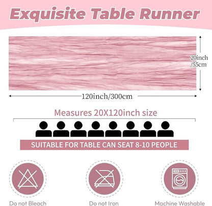 6 Pack Light Pink Cheesecloth Table Runner 20 x 120 Inch Gauze Table Runner - Image 2
