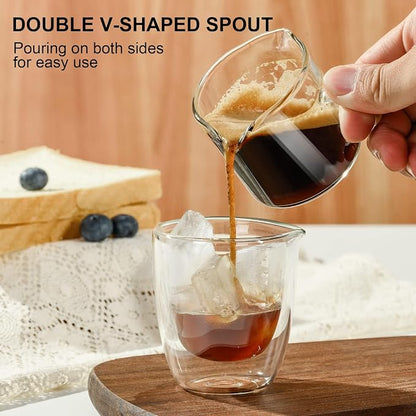 PARACITY Espresso Cup with Handle set of 2, Double Spout Glass Measuring Cup - Image 2