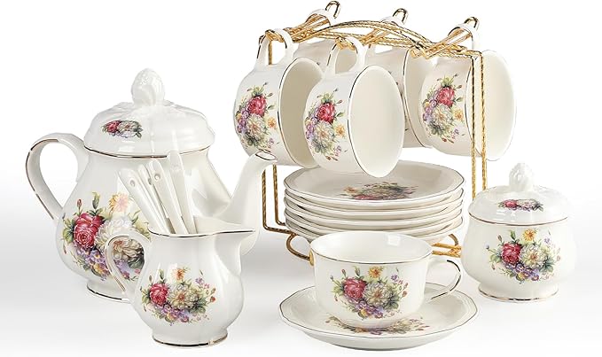 Sweejar 23 Pcs Floral Tea Sets by Sweejarco1949