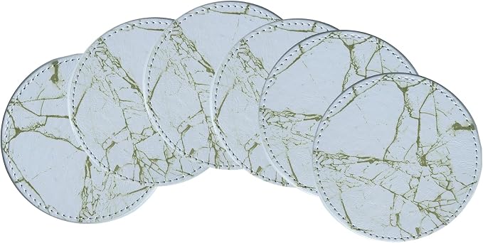 Set of 6 Leather Coasters, Round Coasters - Image 7
