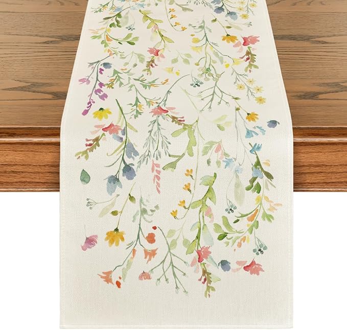 Artoid Mode Wildflowers Bloom Flowers Spring Table Runner, Seasonal Summer by ArtoidMode