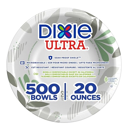 Dixie Ultra 20 oz Heavy-Weight Paper Bowls, Bulk Case, 4 Packs/125 Count Per by Georgia-Pacific