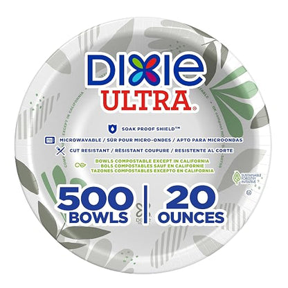 Dixie Ultra 20 oz Heavy-Weight Paper Bowls, Bulk Case, 4 Packs/125 Count Per by Georgia-Pacific