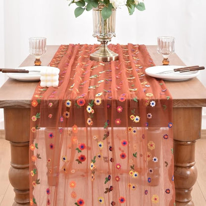 Flower Table Runner Floral Daisy Summer Birthday Party Garden Wedding Decor | - Image 2