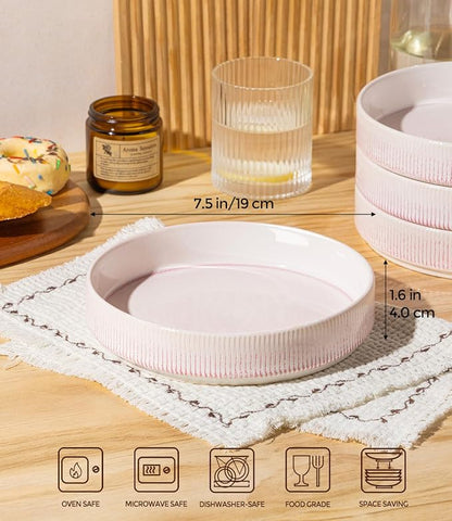 7.5" Ceramic Pasta Bowls Set of 4, Salad Bowls | Versatile Serving Bowls - Image 2