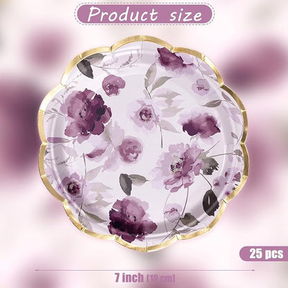 WRAPAHOLIC 25Pcs Floral Paper Plates - Image 2
