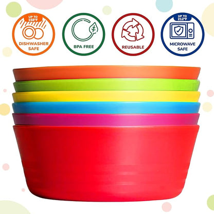 PLASKIDY Plastic Toddler Bowls Set of 6 - 10 Oz Kids Bowls - Image 3