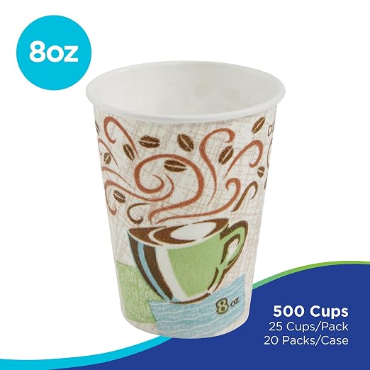 Dixie PerfecTouch 8 oz Paper Coffee Cups By GP PRO, Coffee Haze Design - Image 2