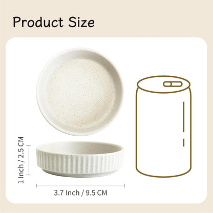 Ceramic Dipping Bowls Set of 6, 4oz Sauce Dishes, 3.74 Inch Diameter, Oxford White with Vertical Texture, Stackable & Dishwasher Safe (White)