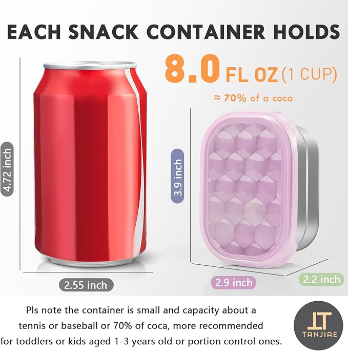8oz Small Stainless Steel Snack Containers - Image 2