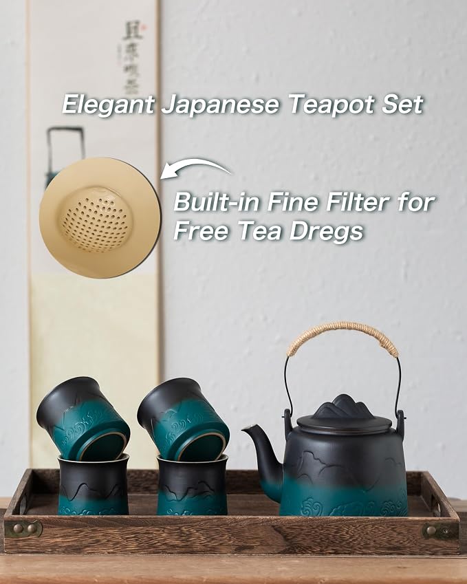 ZENS Ceramic Teapot with Infuser, 33.8oz Japanese Loose Leaf Tea Teapot | - Image 8