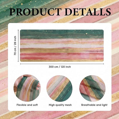 Artoid Mode Boho Green Red Stripes Christmas Chiffon Table Runner 120 Inches - Image 7