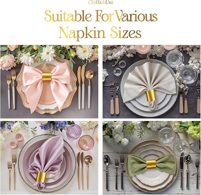 Holiday Parties Napkin Rings Set of 50, 2 Colors in 1, Reusable Adjustable - Image 2