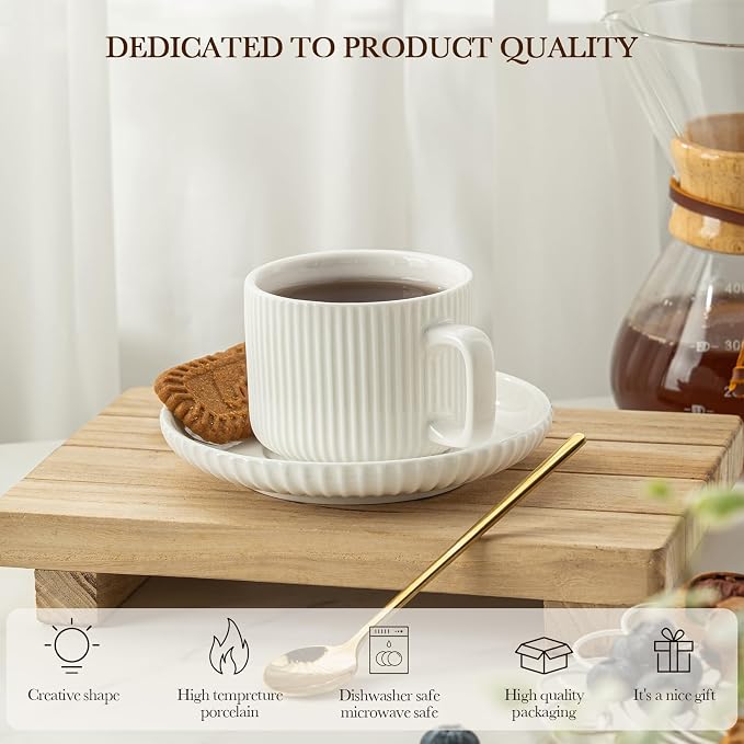 5 Ounce Espresso Cups Set of 4, Small Coffee Cups - Image 6
