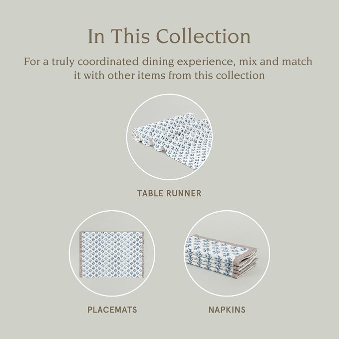 Over&Back 18x90 Hand-Blocked Printed Cotton Table Runner - Image 4