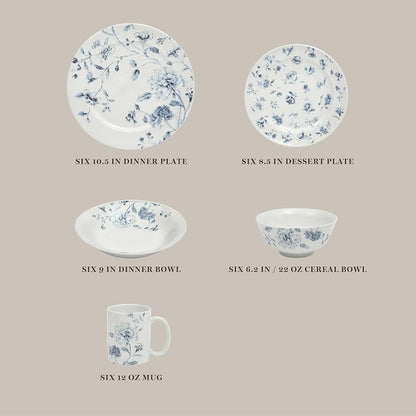 Martha Stewart Empress Bouquet 30 Piece Decorated Porcelain Chip and Scratch - Image 3