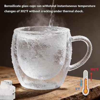 DINGPAI 4 Pack Double Wall Glass Coffee Mugs, 8oz Borosilicate Glass Mug | - Image 6
